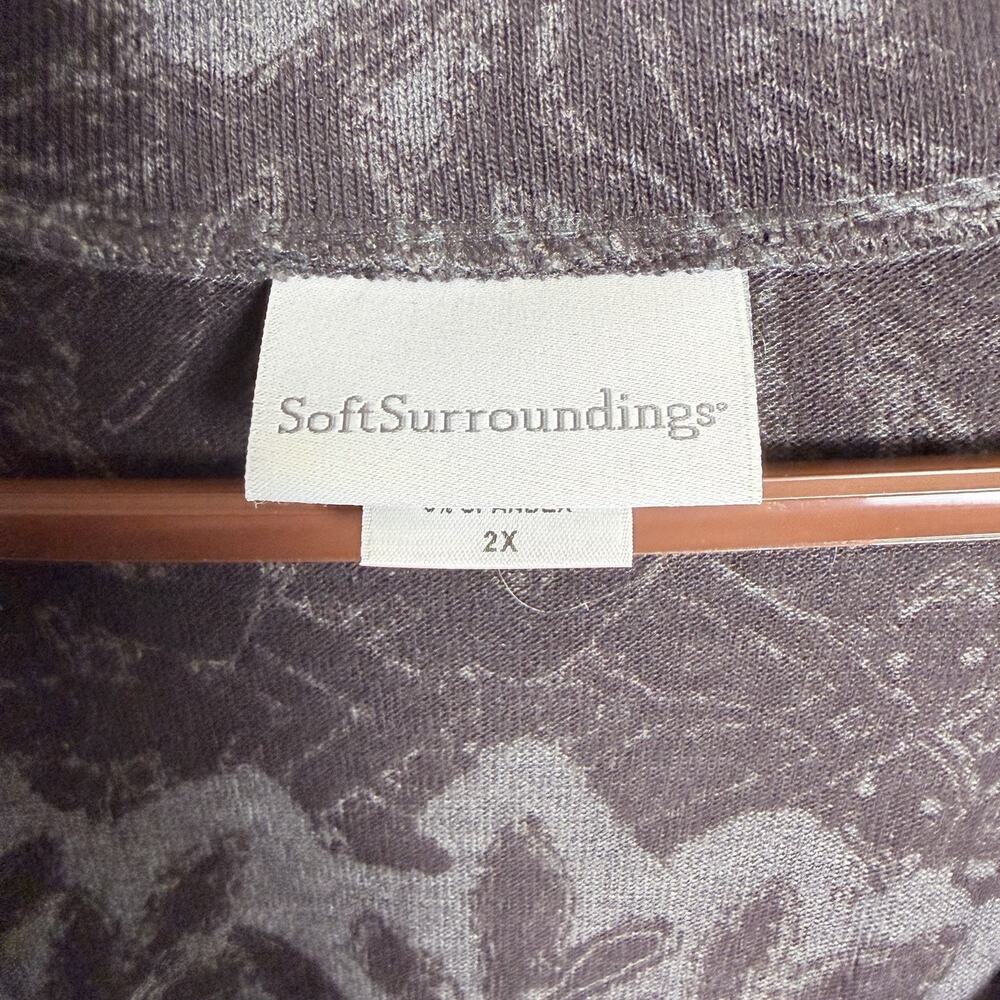 Soft Surroundings Renaissance Tunic Top Gray Floral Lagenlook Hanky Hem 2XL XXL - Picture 7 of 9